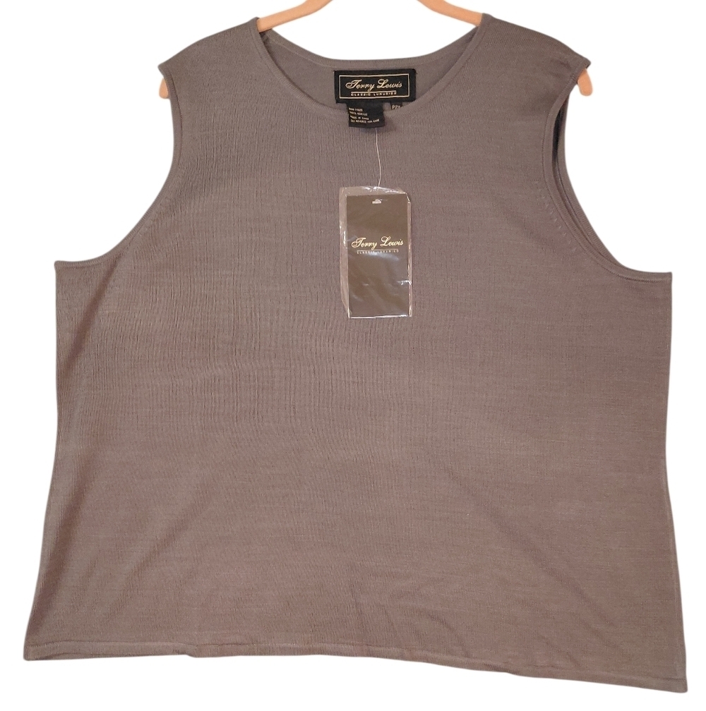 Terry Lewis Classic Luxuries Gray Tank Top Size 2XP NWT Minimalist Neutral